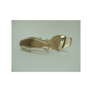 VIA SPIGA Womens Gold Croc Sabinne Square Toe Block Heel Leather Sandals 10 M